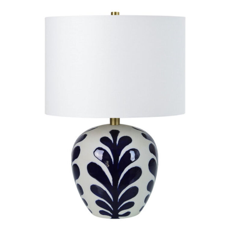 Enford Off White and Navy Blue Ceramic LED Table Lamp image number 1