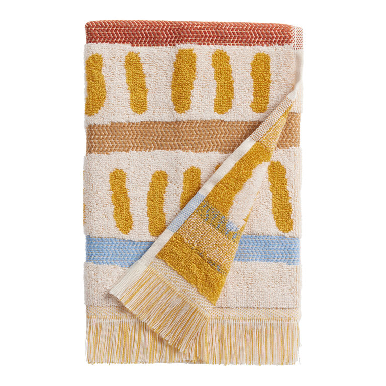 Gia White and Terracotta Diamond Terry Towel Collection image number 3