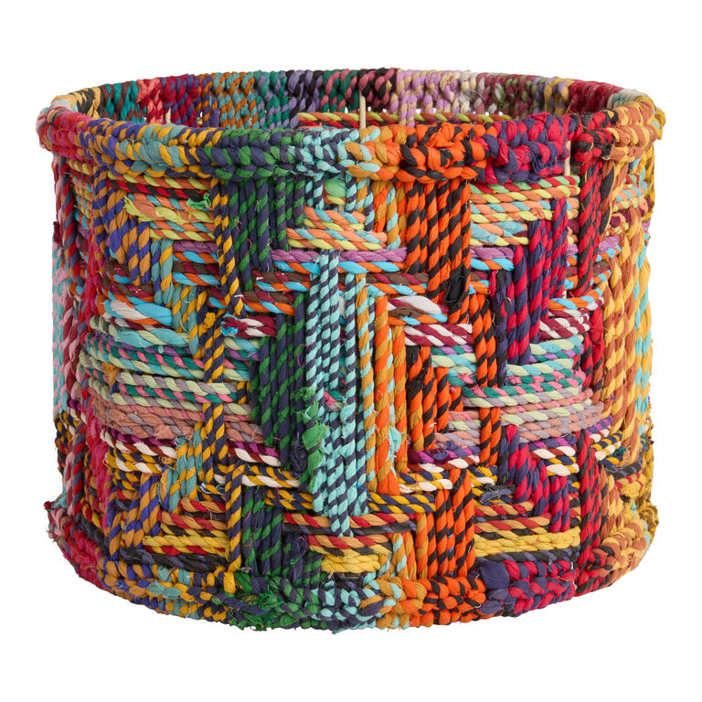 Heather Rainbow Recycled Cotton Rope Drum Basket image number 1