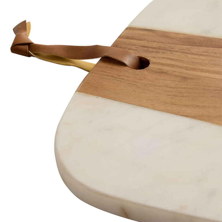 White Marble And Acacia Wood Serving Board image number 2