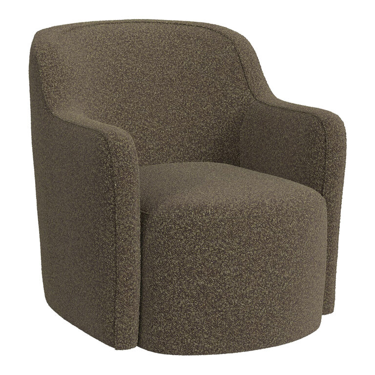 Clarence Brown Boucle Barrel Back Upholstered Swivel Chair image number 1