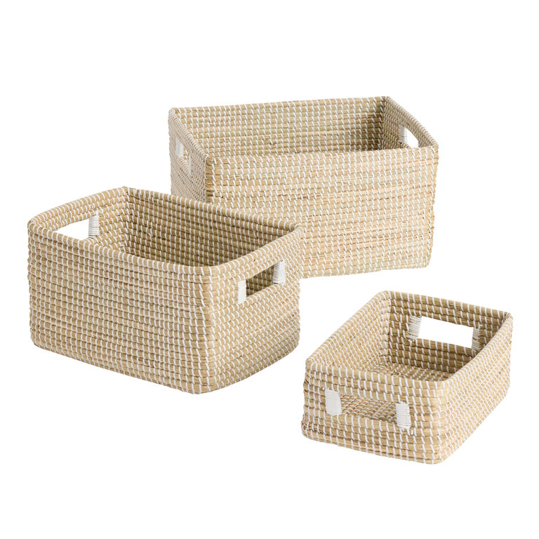 Adira White and Natural Seagrass Utility Basket image number 1