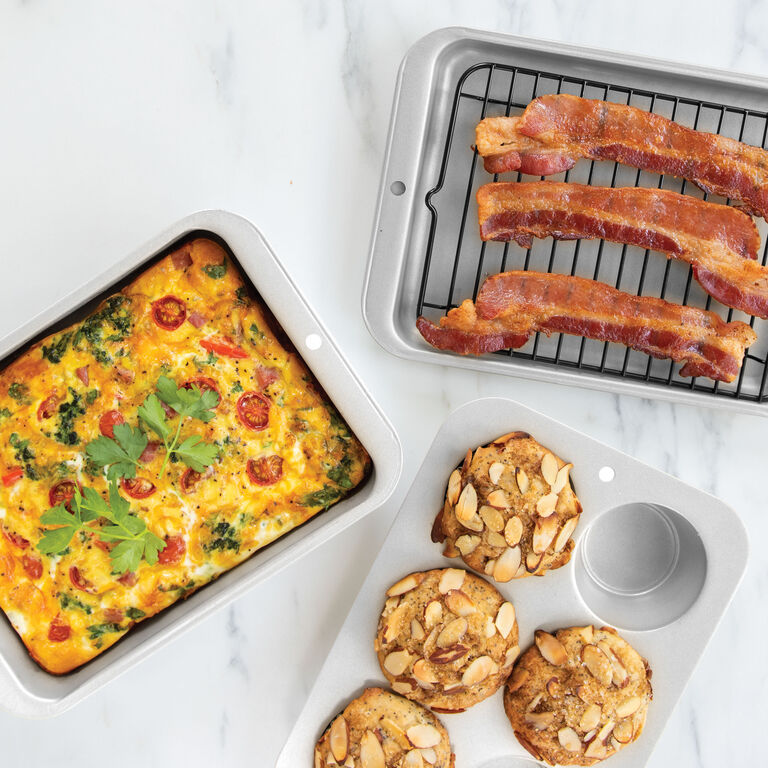 Aluminum Oven Bacon Pan with Nonstick Nesting Rack Oven-Baked Bacon Kitchen