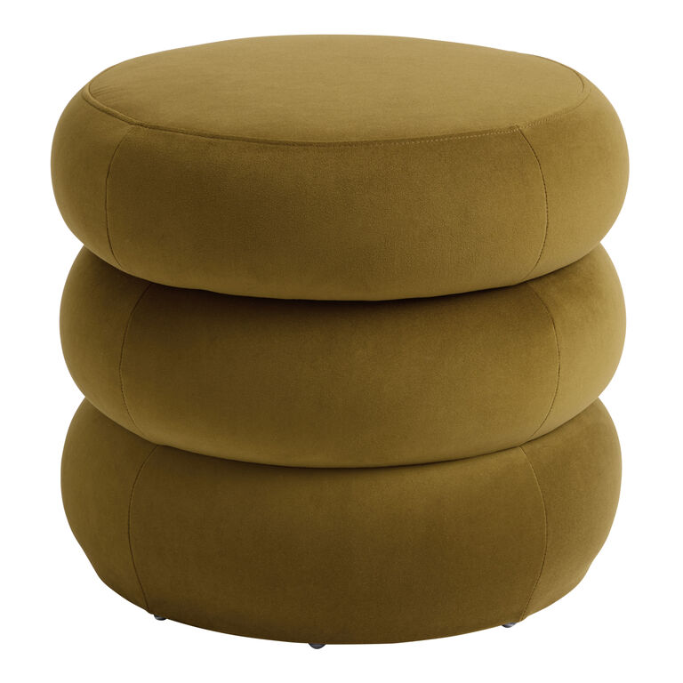 Farrow Round Velvet Tiered Upholstered Storage Ottoman image number 1