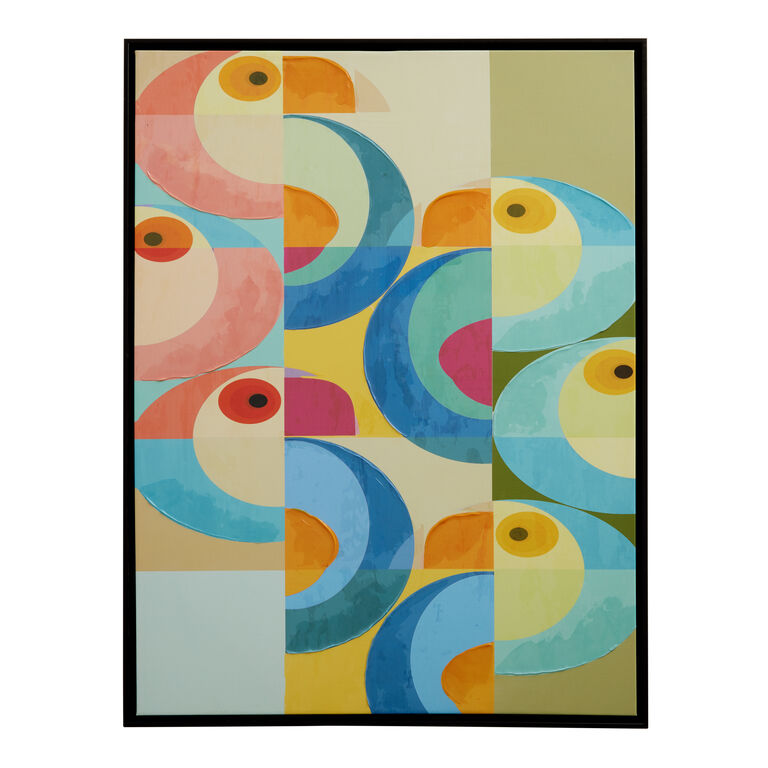 Multicolor Retro Abstract Toucan Framed Canvas Wall Art image number 1