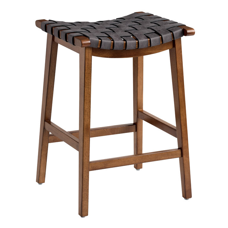 Giovana Gray Faux Suede Strap Backless Counter Stool image number 1