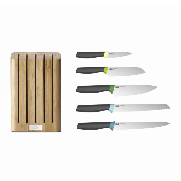 Joseph Joseph Elevate Steel 5-Piece Knife Set with Bamboo Block