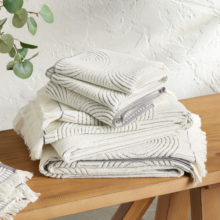 Morgan Gray and Off White Sculpted Spiral Towel Collection - World Market