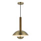 Marius Antique Brass And Wood Dome Pendant Lamp image number 2