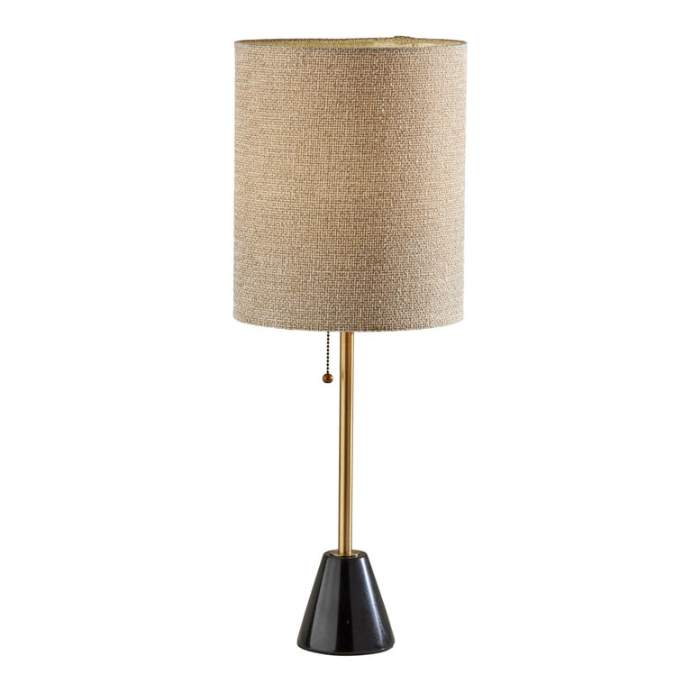 Table Lamp in Antique Brass with Black Shade