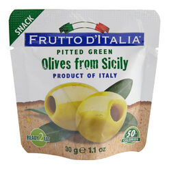 Frutto D'Italia Pitted Green Sicilian Olives Snack Size