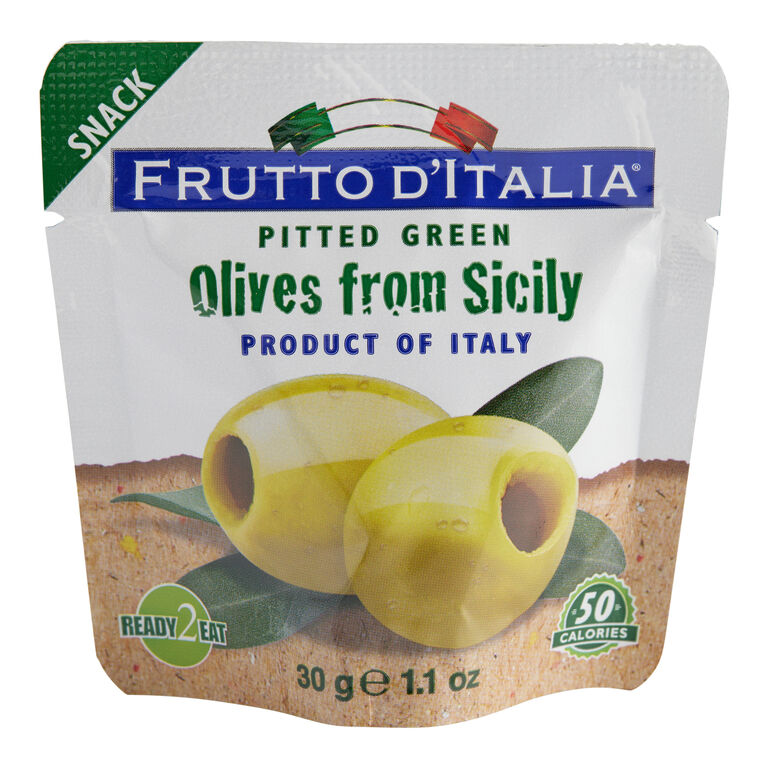 Frutto D'Italia Pitted Green Sicilian Olives Snack Size image number 1