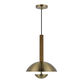 Marius Antique Brass And Wood Dome Pendant Lamp image number 0