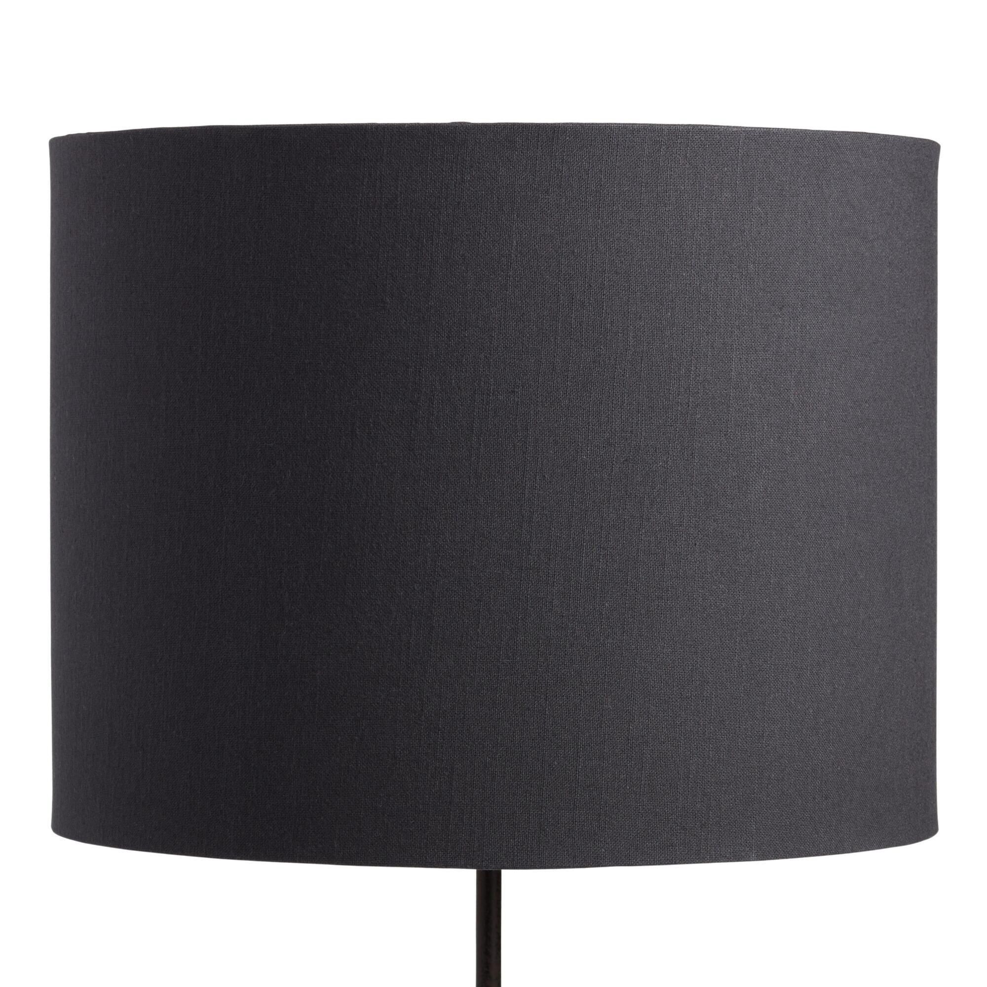Black Linen Drum Table Lamp Shade with Gold Lining - World Market