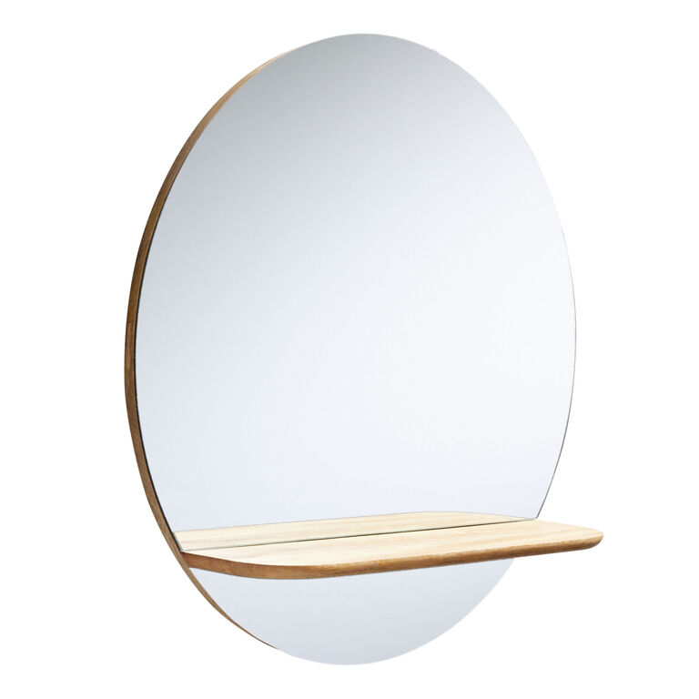 Remi Round Wall Mirror With Wood Shelf image number 3