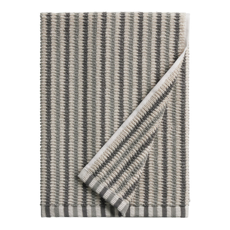 Monte Gray Stripe Textured Towel Collection image number 3