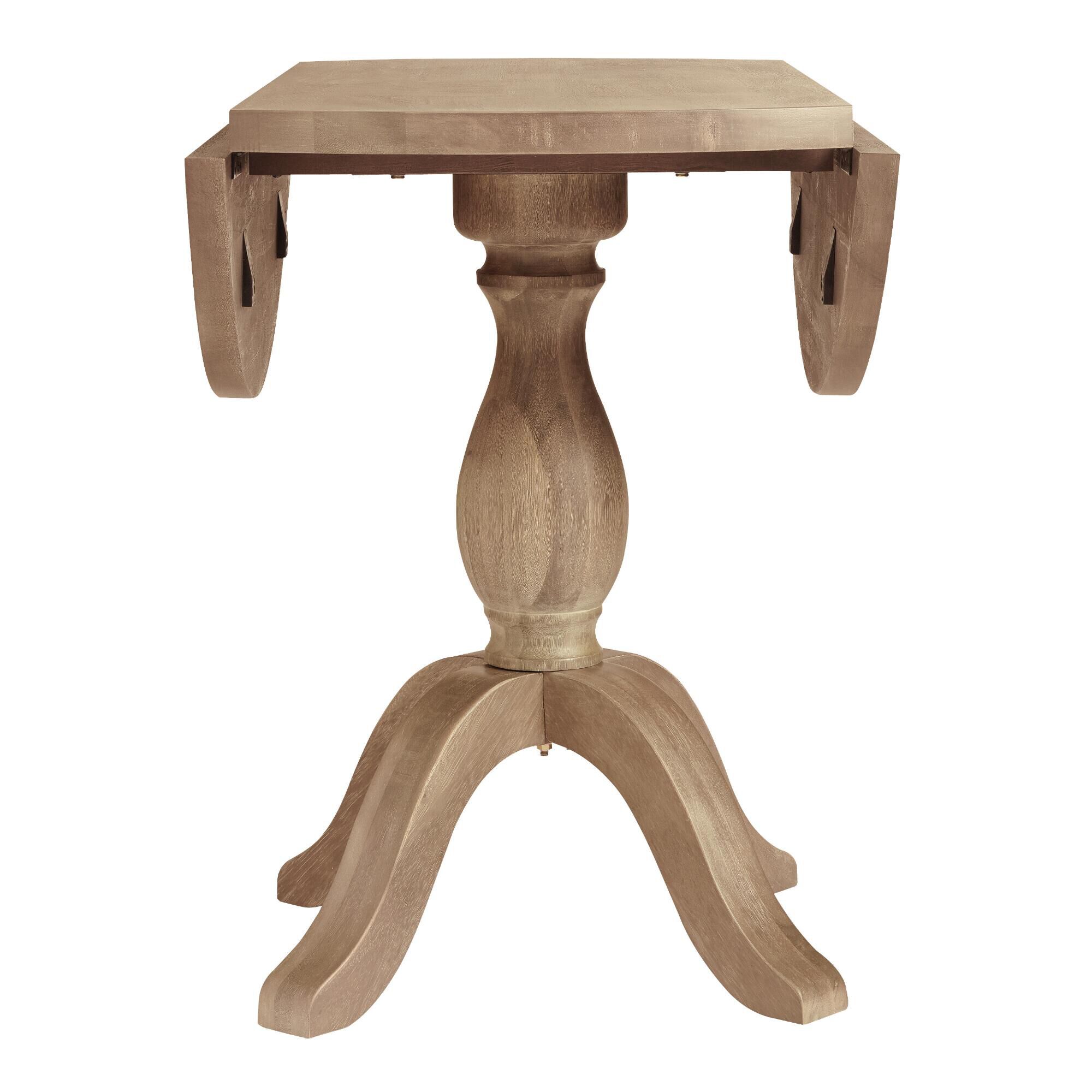 World Market Jozy Round Weathered Gray Wood Drop Leaf Dining Table 