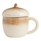 Tan And White Reactive Glaze Acorn Lidded Ceramic Mug image number 0