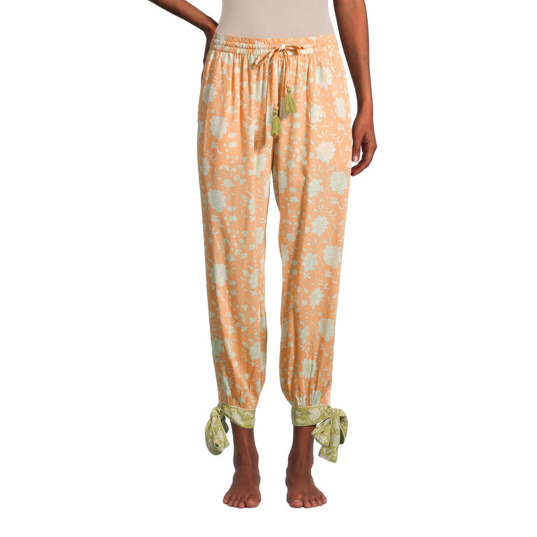 Lola Peach and Green Jaipur Floral Pajama Pants image number 1