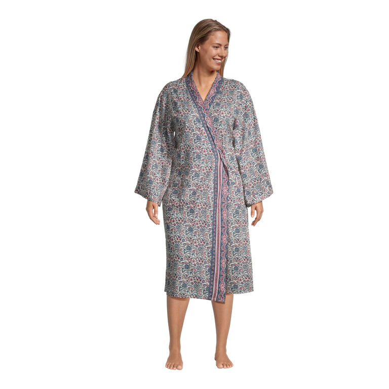 Purple And Blue Dainty Floral Print Robe image number 1