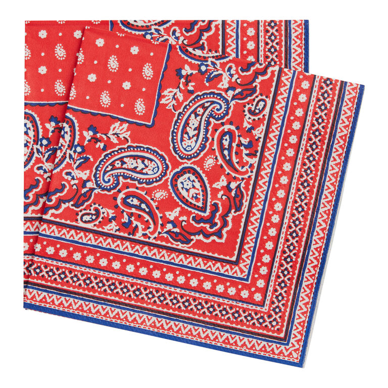 Red, White and Blue Paisley Beverage Napkins 20 Count image number 1
