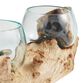 Natural Driftwood and Blown Glass Double Bowl Decor image number 2