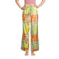 Multicolor Satin Retro Floral Pajama Pants