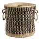 Dylan Black and Natural Seagrass Basket with Lid image number 0