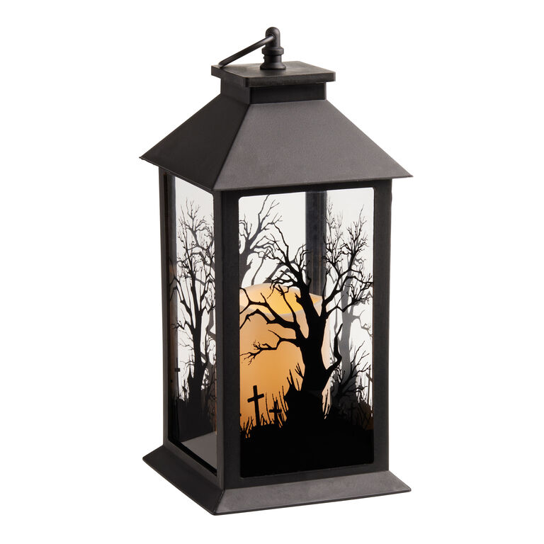 Black Halloween Tree Lantern LED Light Up Decor image number 1