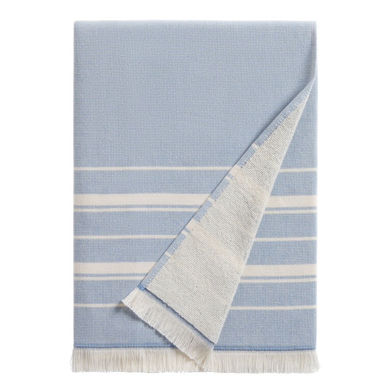 Lisbon Light Blue And Ivory Turkish Style Bath Towel image number 1