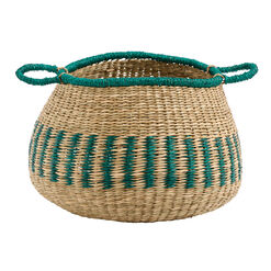 Jade Emerald and Natural Seagrass Belly Basket