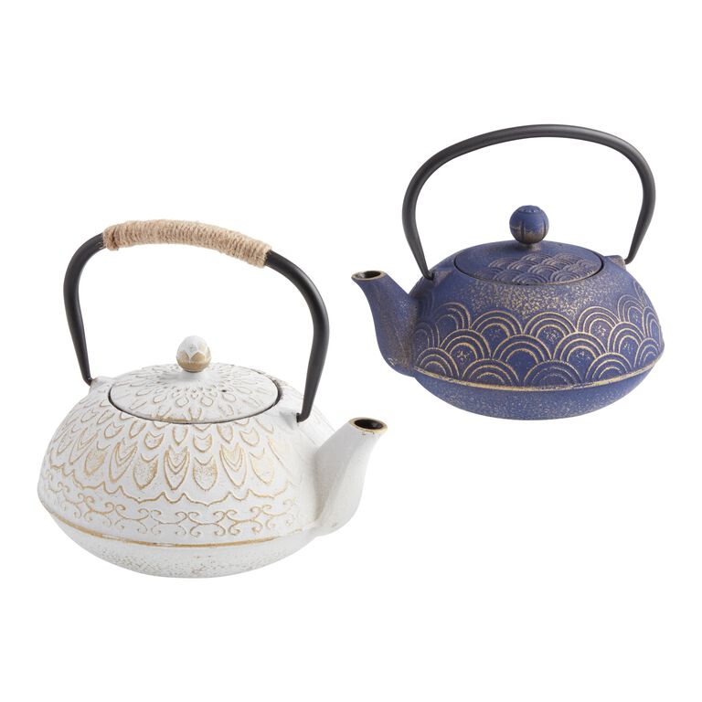 Cast Iron Wave Teapot with Fiber Wrapped Handle - World Market