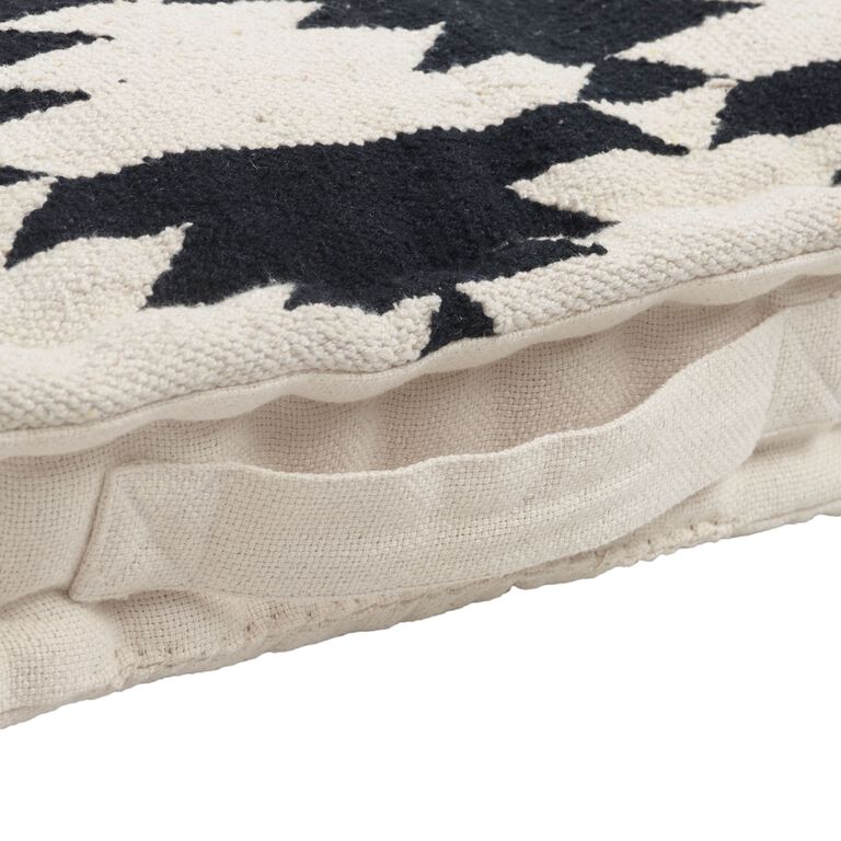 Black and White Dhurrie Weave Floor Cushion by World Market