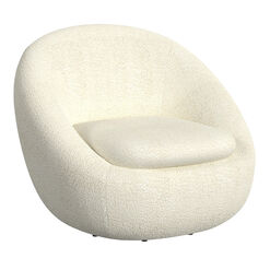 Haven White Faux Sherpa Curved Upholstered Swivel Chair