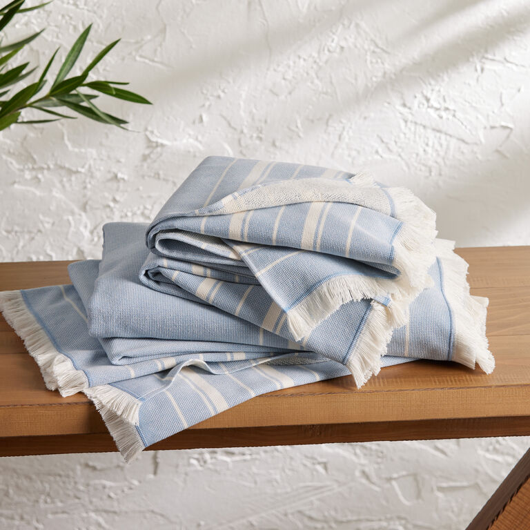 Lisbon Light Blue And Ivory Turkish Style Towel Collection image number 1