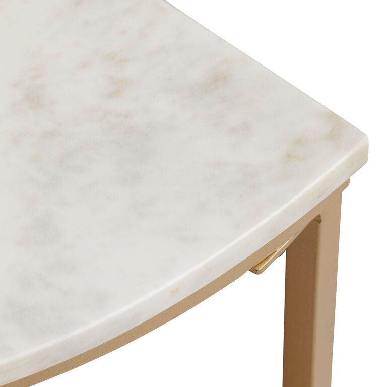 Piper Half Circle Marble Top and Gold Metal Side Table - World Market