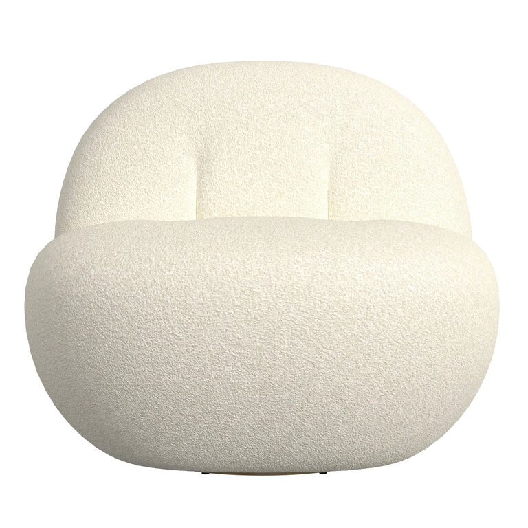 Agnes White Faux Sherpa Curved Upholstered Swivel Chair image number 3