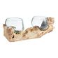 Natural Driftwood and Blown Glass Double Bowl Decor image number 0