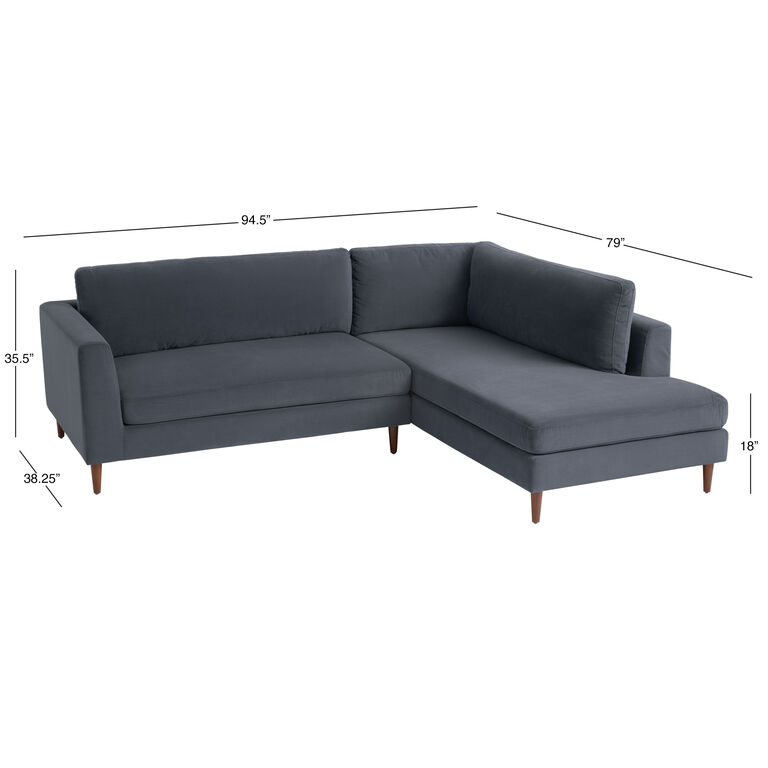 Camile Velvet Right Facing Sectional Sofa image number 6