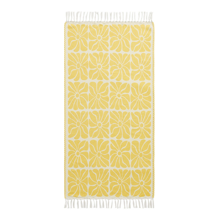 Shona Mustard Floral Tile Beach Towel image number 3