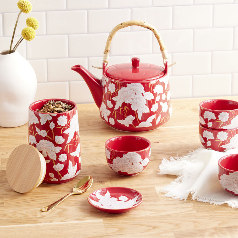Red and Green Ceramic Mushroom House Teapot - World Market