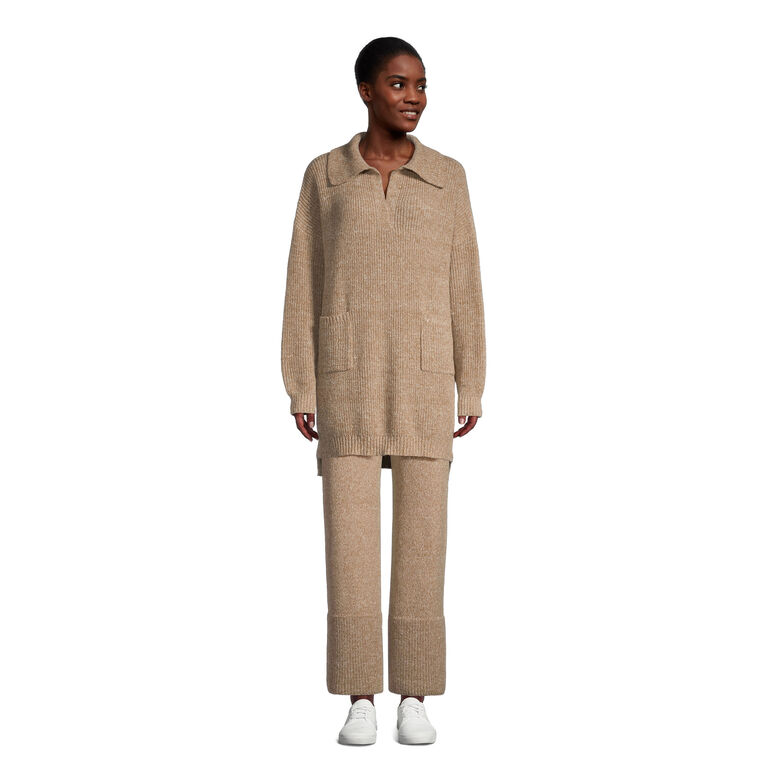 Brown Marled Recycled Yarn Knit Loungewear Collection image number 1
