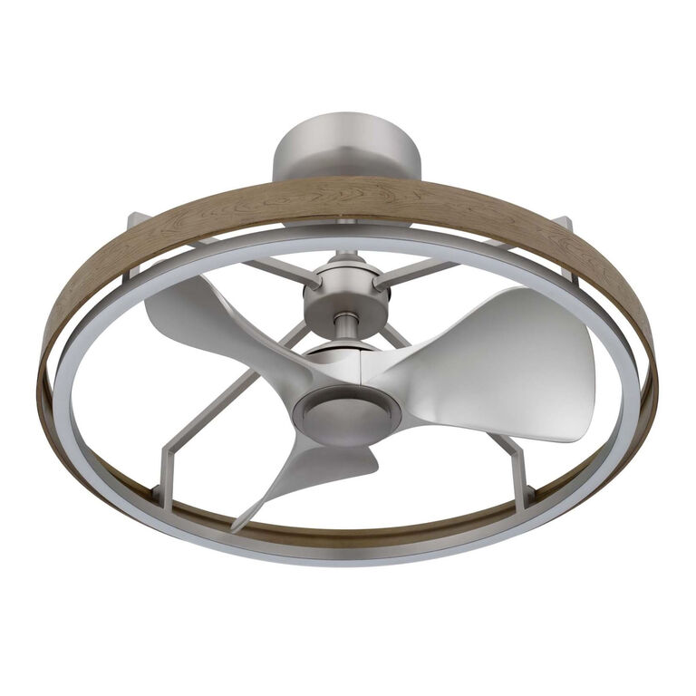 Stedham Brushed Steel and Faux Wood Ceiling Light with Fan image number 3