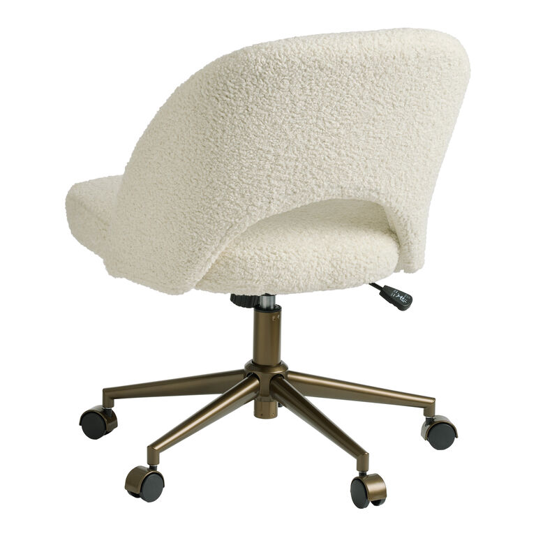 Elisha Ivory Faux Sherpa Upholstered Office Chair image number 3