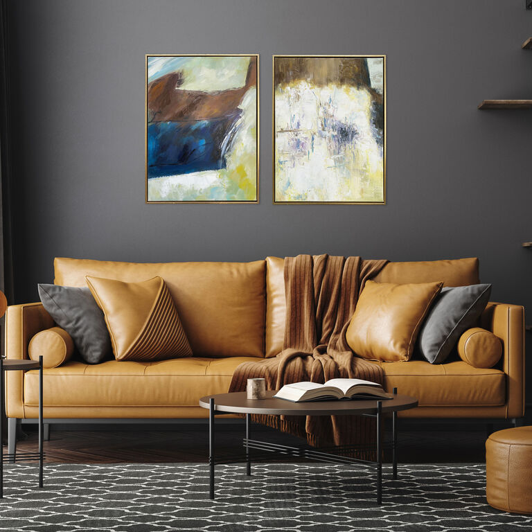 Harmony Abstract Diptych Framed Canvas Wall Art 2 Piece image number 2