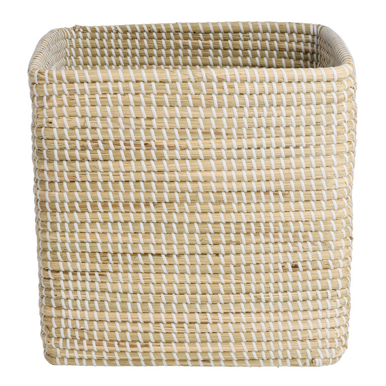 Adira White and Natural Seagrass Utility Basket Cube image number 2