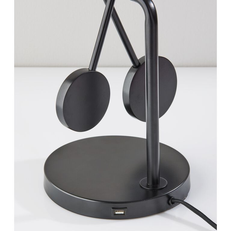Bond Black Metal 2 Light Adjustable Desk Lamp With USB - World Market