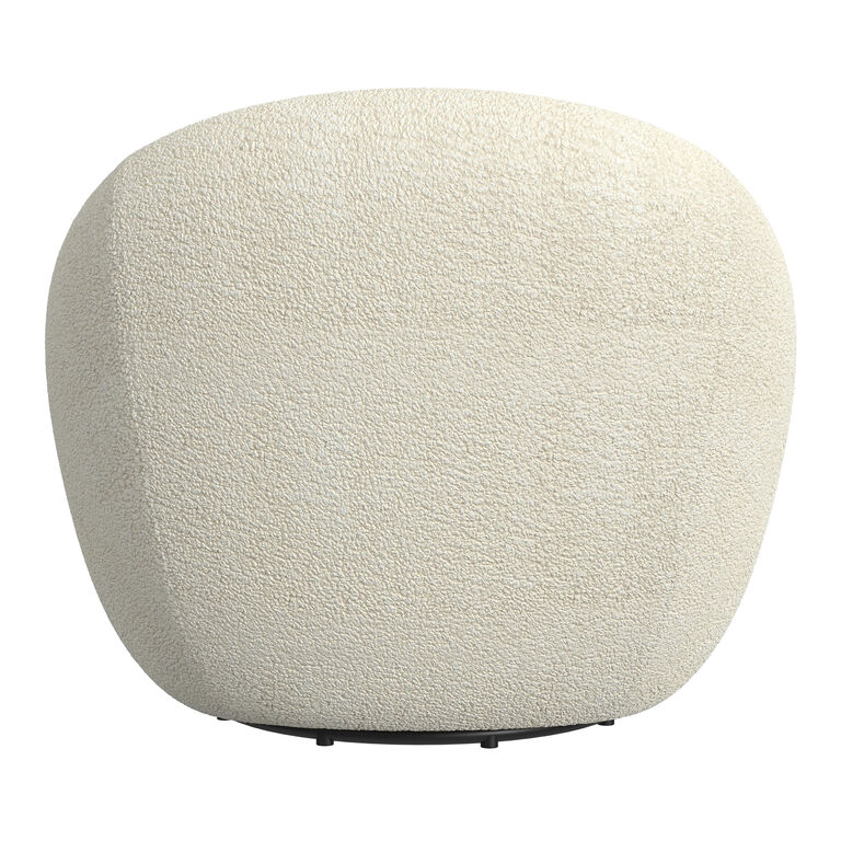 Haven White Faux Sherpa Curved Upholstered Swivel Chair image number 5