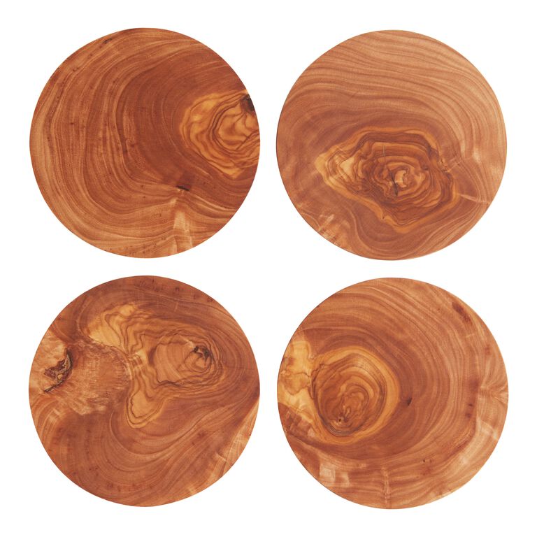 Round shaped coasters set, Wooden Coasters for Drinks - Natural