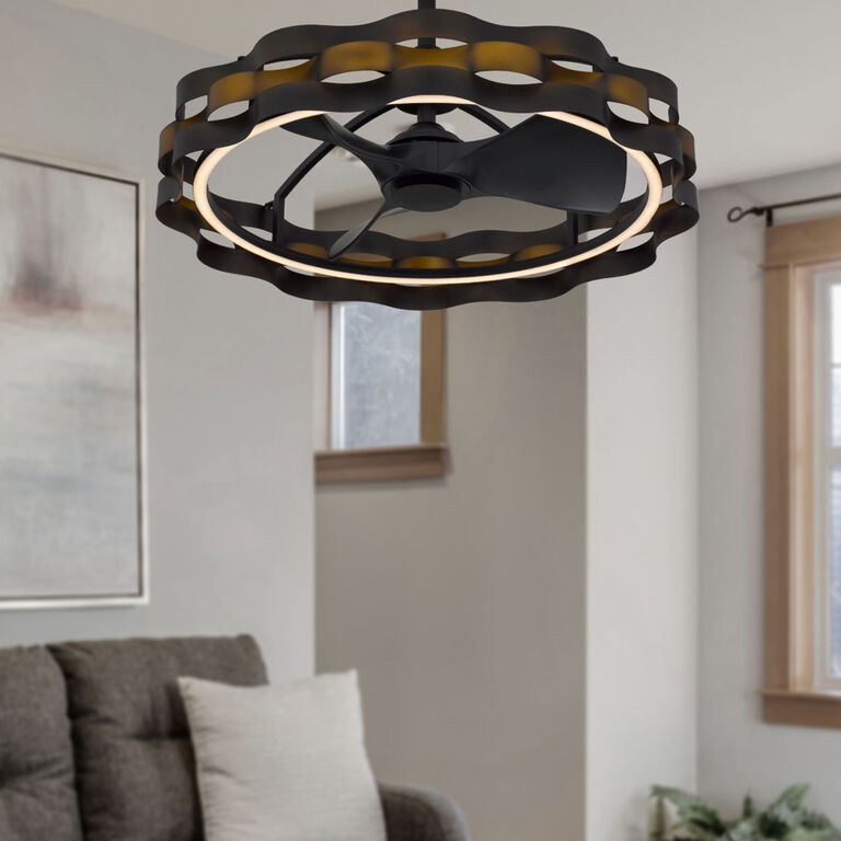 Cheney Bronze and Black Wavy Ceiling Light with Fan image number 2